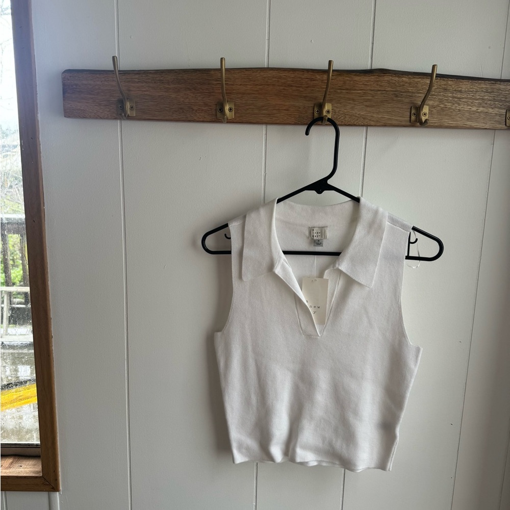 a new day White Sleeveless Polo Top